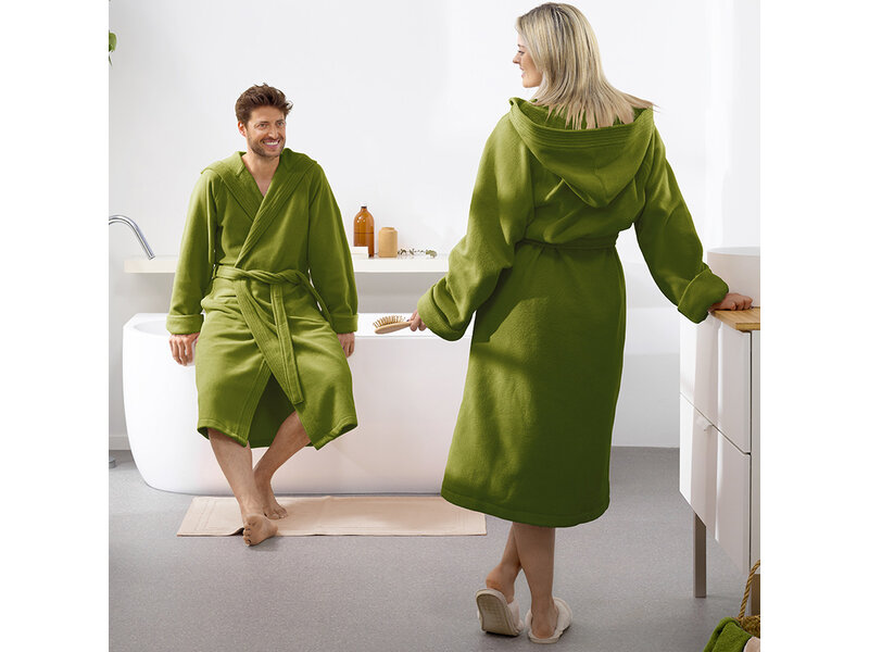 Moodit Bathrobe Reese, Cactus green - XXL - Unisex - Cotton/Polyester