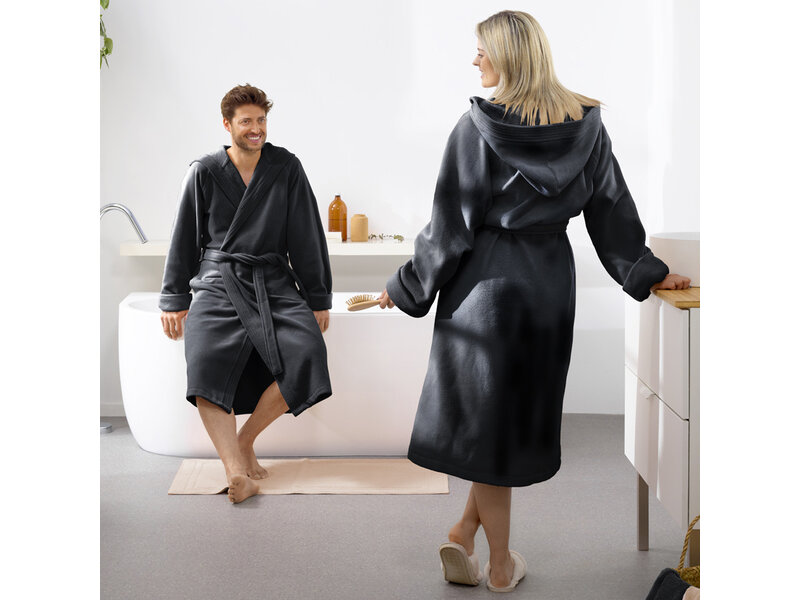 Moodit Bathrobe Reese, Black - XXL - Unisex - Cotton/Polyester