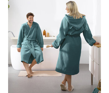 Moodit Bathrobe Reese, Artic Blue - XL - Unisex - Cotton/Polyester