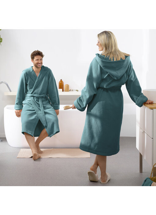 Moodit Bathrobe Reese, Artic Blue - L - Unisex - Cotton/Polyester