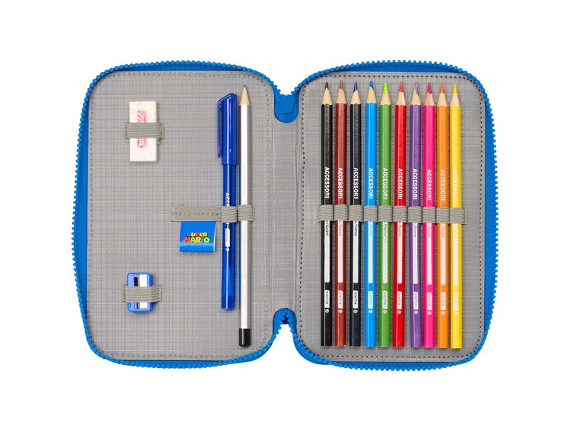 Super Mario Filled Pencil Case, Play - 28 pcs. - 19.5 x 12.5 x 4 cm - Polyester