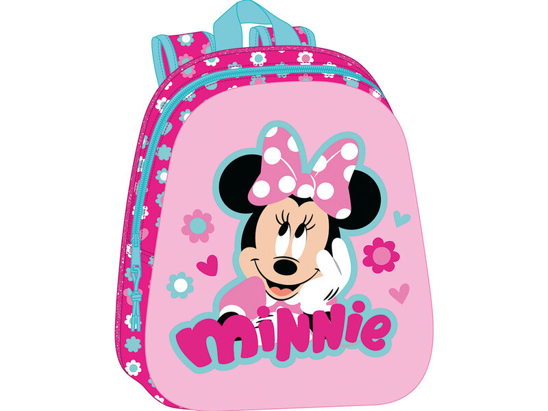 Disney Minnie Mouse Backpack, 3D Flowers - 33 x 27 x 10 cm - Polyester