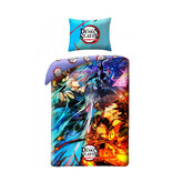 Demon Slayer Bettbezug, Fighting Ninja – Einzelbett – 140 x 200 cm – Baumwolle