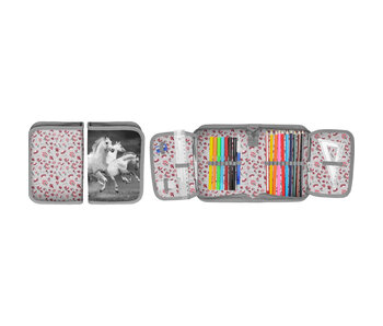 Animal Pictures white horses filled pouch