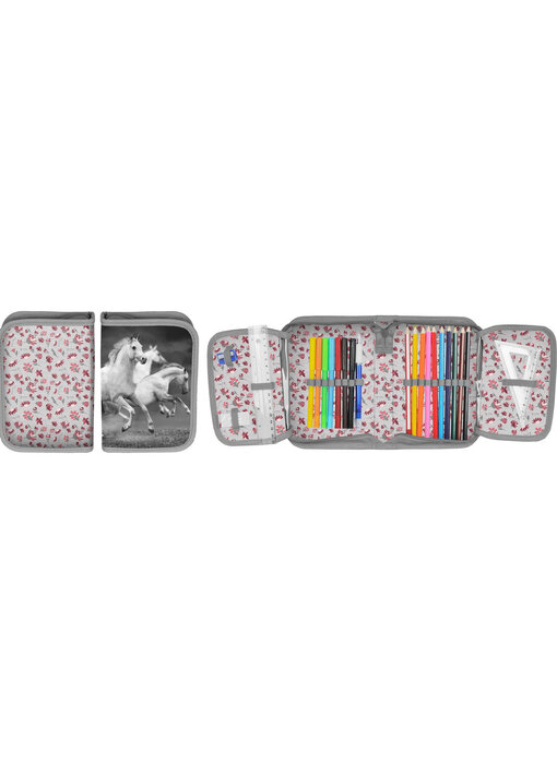 Animal Pictures white horses filled pouch