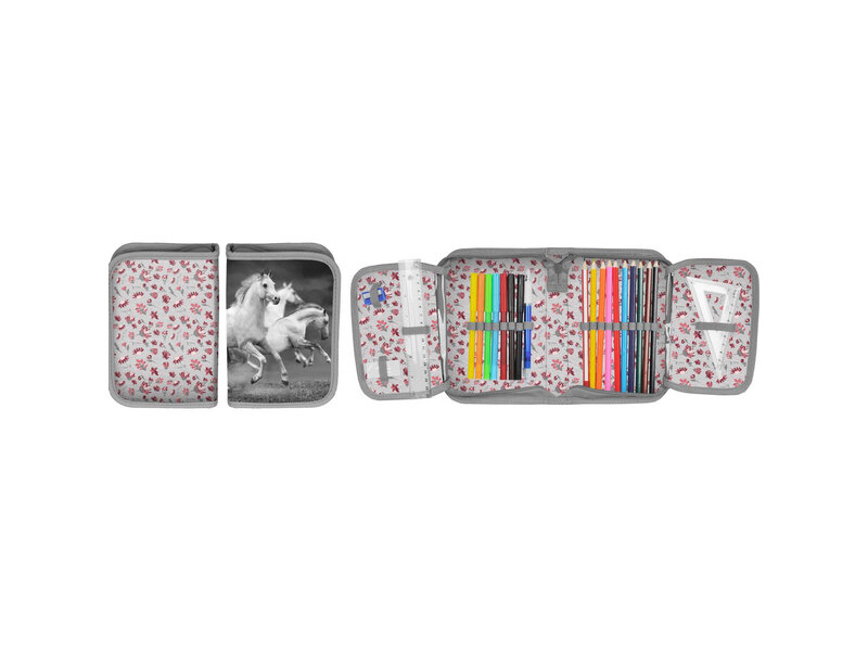 Animal Pictures white horses filled pouch