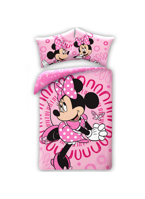 Disney Minnie Mouse Housse de couette Rose 140 x 200 cm + 70 x 90 cm Coton