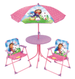 Gabby's poppenhuis Gartenset 4-teilig - 2 Stühle + Tisch + Sonnenschirm