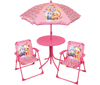 PAW Patrol Salon de jardin Skye 4 pièces - 2 Chaises + Table + Parasol