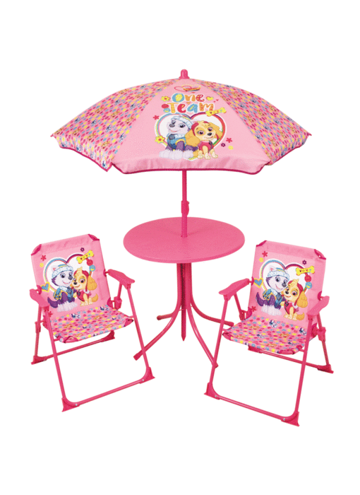 PAW Patrol Salon de jardin Skye 4 pièces - 2 Chaises + Table + Parasol