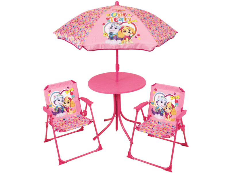 PAW Patrol Salon de jardin Skye 4 pièces - 2 Chaises + Table + Parasol