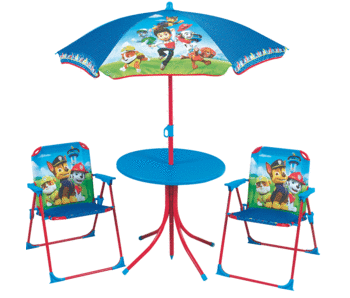 PAW Patrol Salon de jardin 4 pièces - 2 Chaises + Table + Parasol