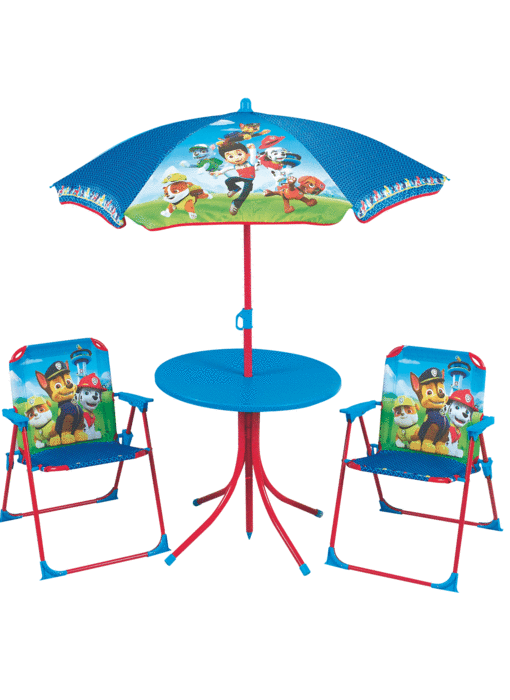 PAW Patrol Salon de jardin 4 pièces - 2 Chaises + Table + Parasol