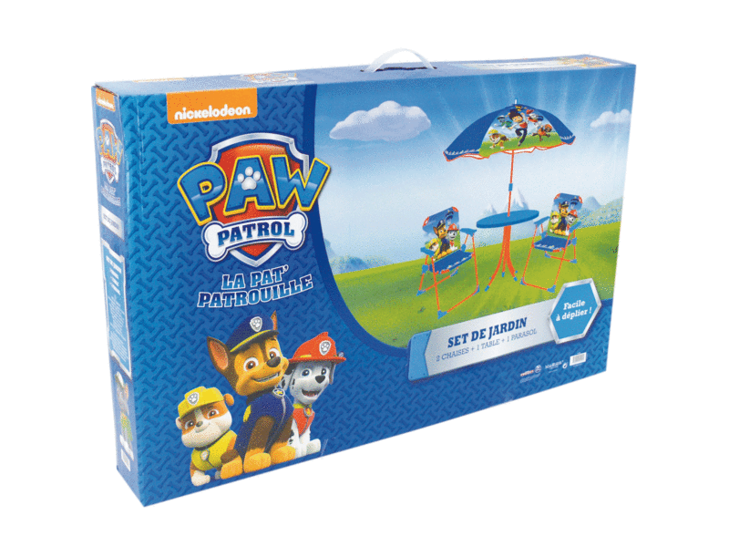 PAW Patrol Tuinset 4-delig - 2 Stoeltjes + Tafel + Parasol