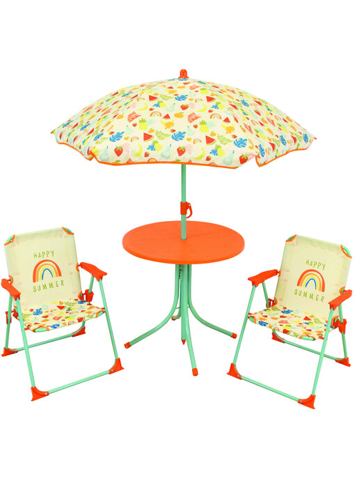 Fruity's Salon de jardin Happy Summer 4 pièces - 2 Chaises + Table + Parasol