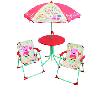 Peppa Pig Salon de jardin Friends Forever 4 pièces - 2 Chaises + Table + Parasol