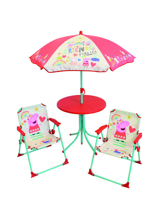 Peppa Pig Gartenset Friends Forever 4-teilig - 2 Stühle + Tisch + Sonnenschirm