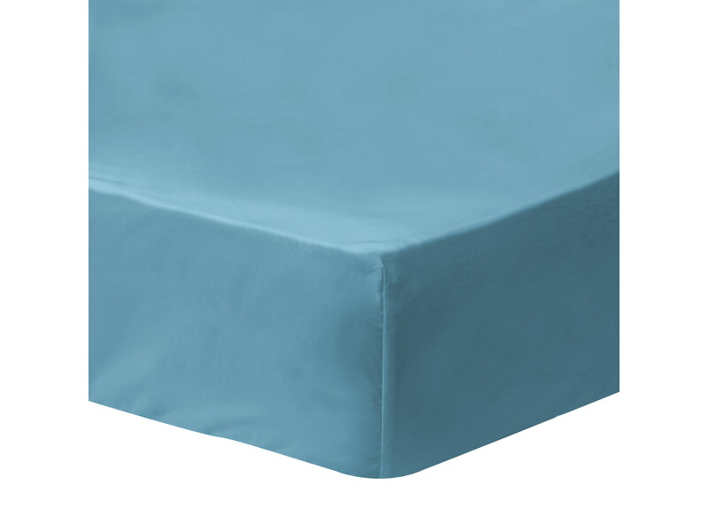 Matt & Rose Drap housse Bleu glacier - Double - 140 x 190/200 cm - Coton lavé