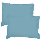 Matt & Rose Lot de Taies d'Oreiller Bleu Glace - 50 x 70 cm - Coton Lavé