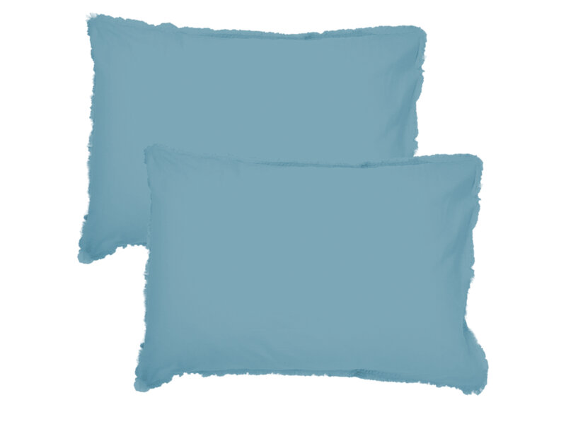 Matt & Rose Lot de Taies d'Oreiller Bleu Glace - 50 x 70 cm - Coton Lavé
