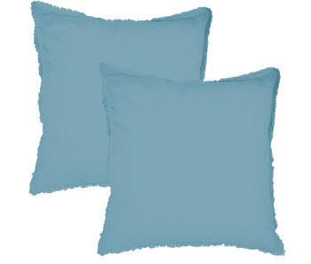 Matt & Rose Parure Taies d'oreiller Bleu Glace 65 x 65 cm Coton Lavé