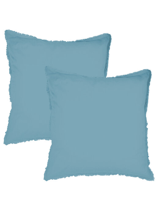 Matt & Rose Parure Taies d'oreiller Bleu Glace 65 x 65 cm Coton Lavé