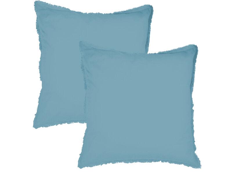 Matt & Rose Set Kissenbezüge Eisblau – 65 x 65 cm – gewaschene Baumwolle