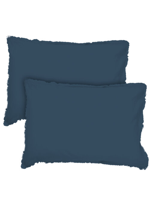 Matt & Rose Set Pillowcases Dark Blue 50 x 70 cm Washed Cotton