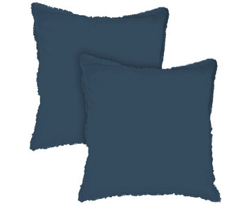 Matt & Rose Set Kussenslopen Donkerblauw 65 x 65 cm Gewassen Katoen