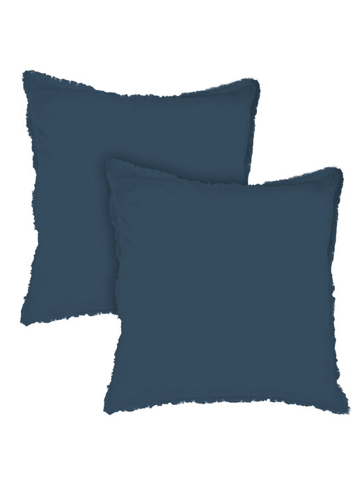 Matt & Rose Set Pillowcases Dark Blue 65 x 65 cm Washed Cotton