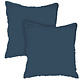 Parure Taies d'oreiller Bleu Foncé 65 x 65 cm Coton Lavé