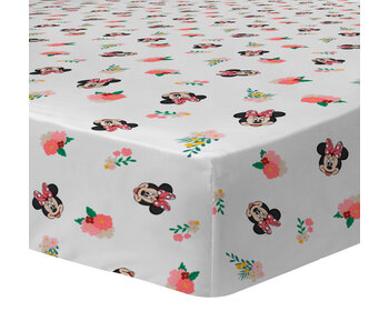 Disney Minnie Mouse Spannbettlaken Flower 90 x 190/200 cm Baumwolle