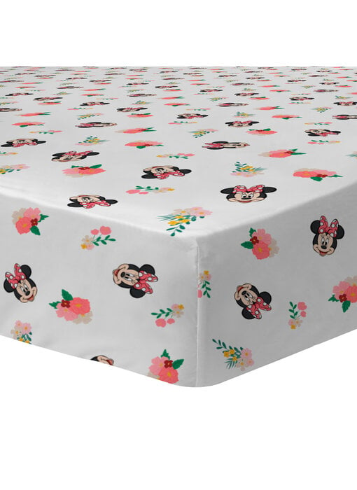 Disney Minnie Mouse Spannbettlaken Flower 90 x 190/200 cm Baumwolle