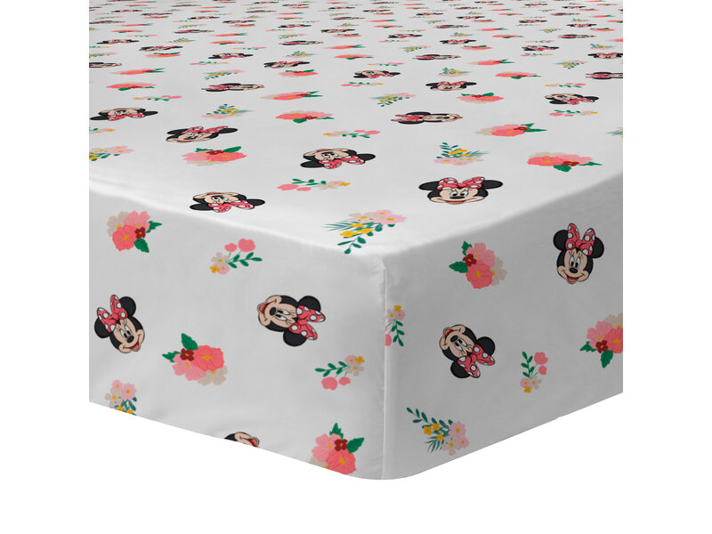 Disney Minnie Mouse Spannbettlaken Flower – Einzelbett – 90 x 190/200 cm – Baumwolle