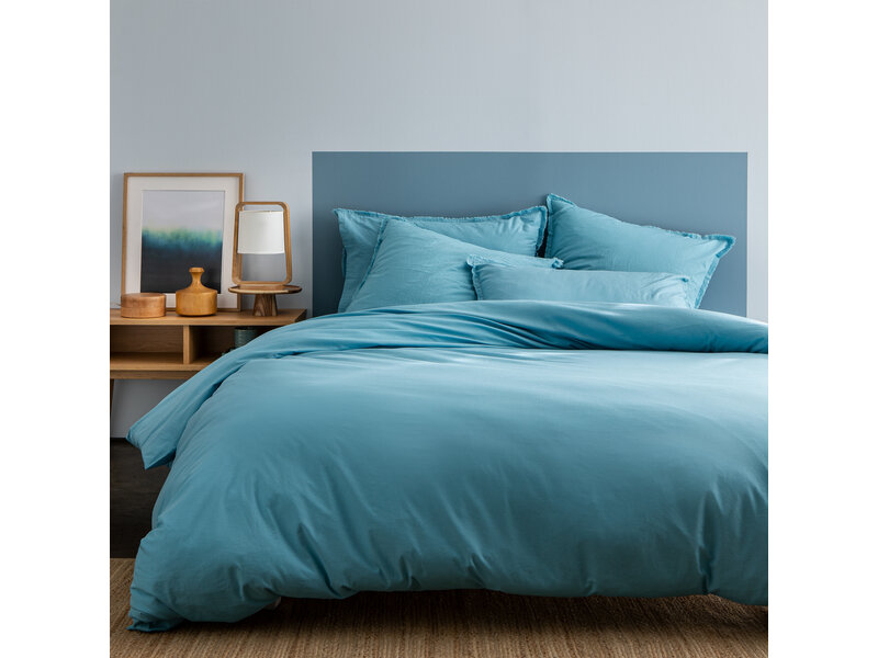 Matt & Rose Duvet cover Ice blue - Lits Jumeaux - 240 x 220 + 2x 65 x 65 cm - Washed cotton