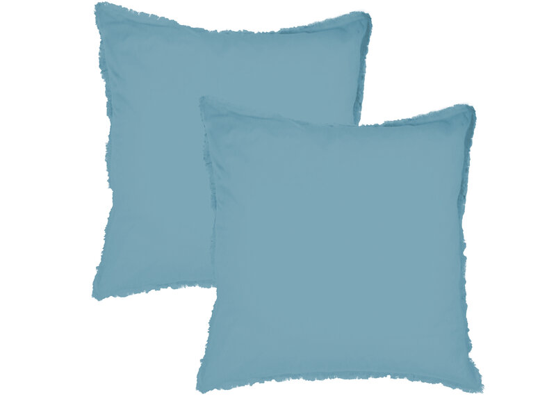 Matt & Rose Housse de couette Bleu glacier - Lits Jumeaux - 240 x 220 + 2x 65 x 65 cm - Coton lavé