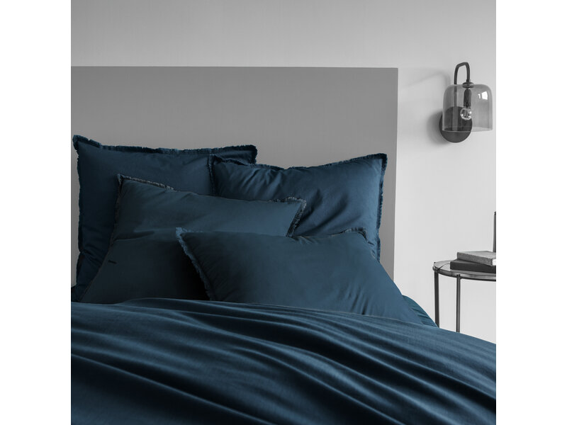 Matt & Rose Housse de couette Bleu Foncé - Taille hôtel - 260 x 240 + 2x 65 x 65 cm - Coton lavé