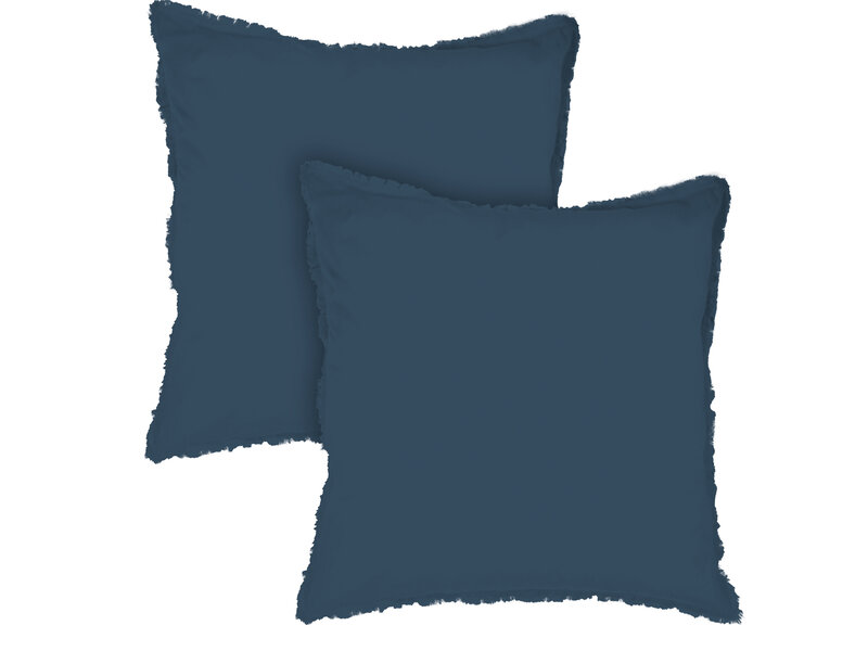 Matt & Rose Duvet cover Dark Blue - Hotel size - 260 x 240 + 2x 65 x 65 cm - Washed cotton
