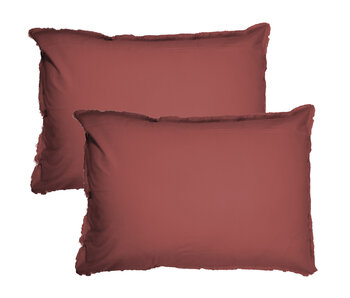 Matt & Rose Parure Taies d'oreiller Rouge Bordeaux 50x70 cm Coton Lavé