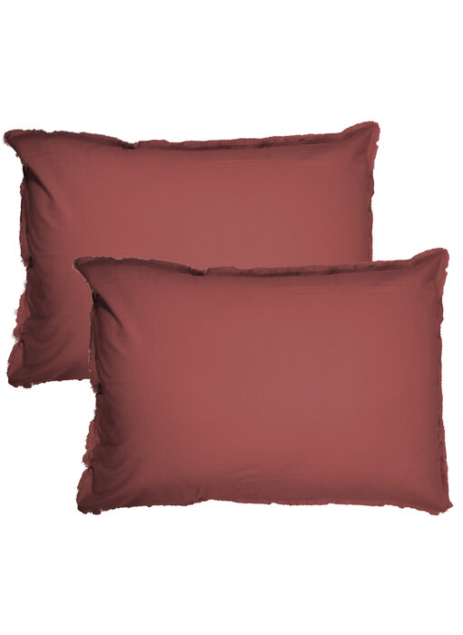 Matt & Rose Set Kussenslopen Bordeaux Rood 50 x 70 cm Gewassen Katoen