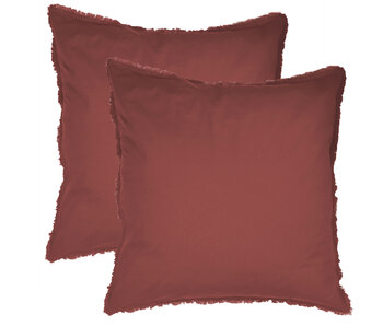 Matt & Rose Parure Taies d'oreiller Rouge Bordeaux 65 x 65 cm Coton lavé