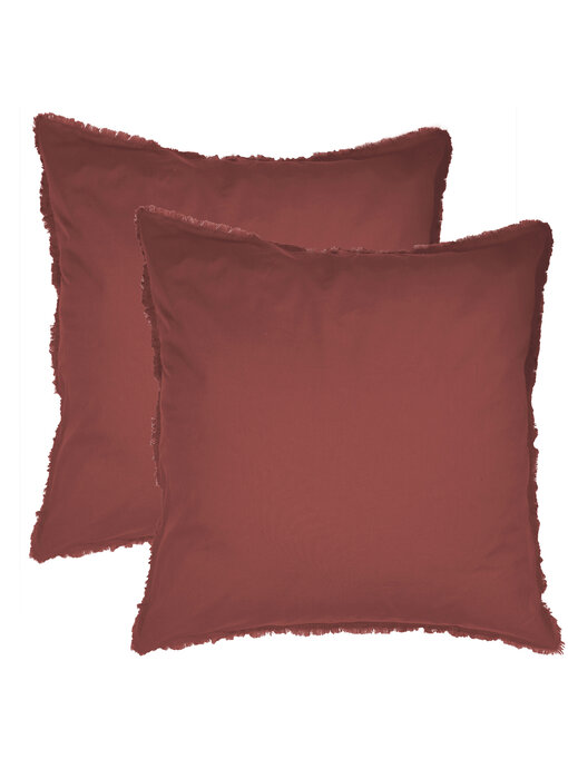 Matt & Rose Set Kissenbezüge Bordeauxrot 65 x 65 cm gewaschene Baumwolle