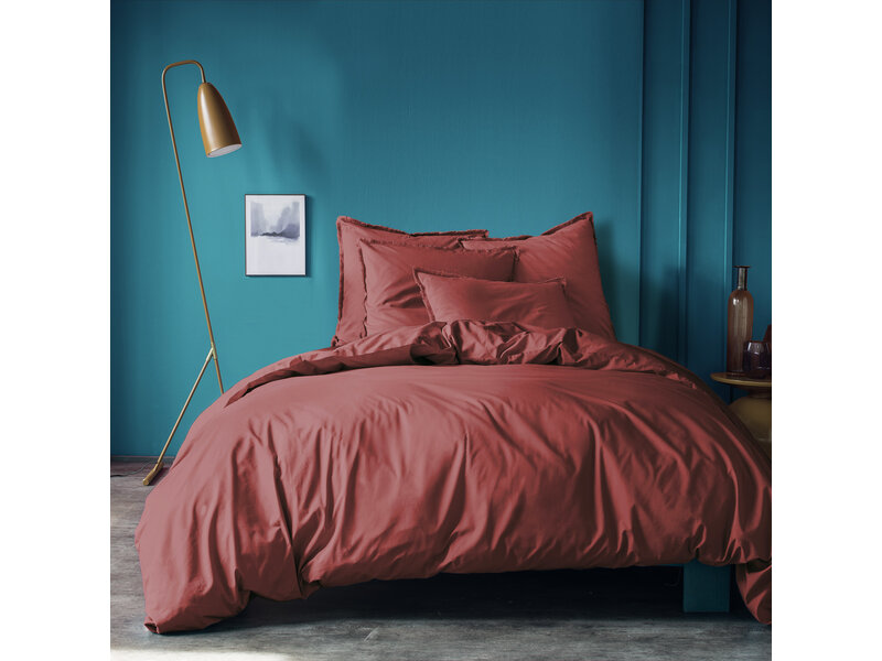 Matt & Rose Duvet cover Bordeaux red - Lits Jumeaux - 240 x 220 + 2x 65 x 65 cm - Washed cotton