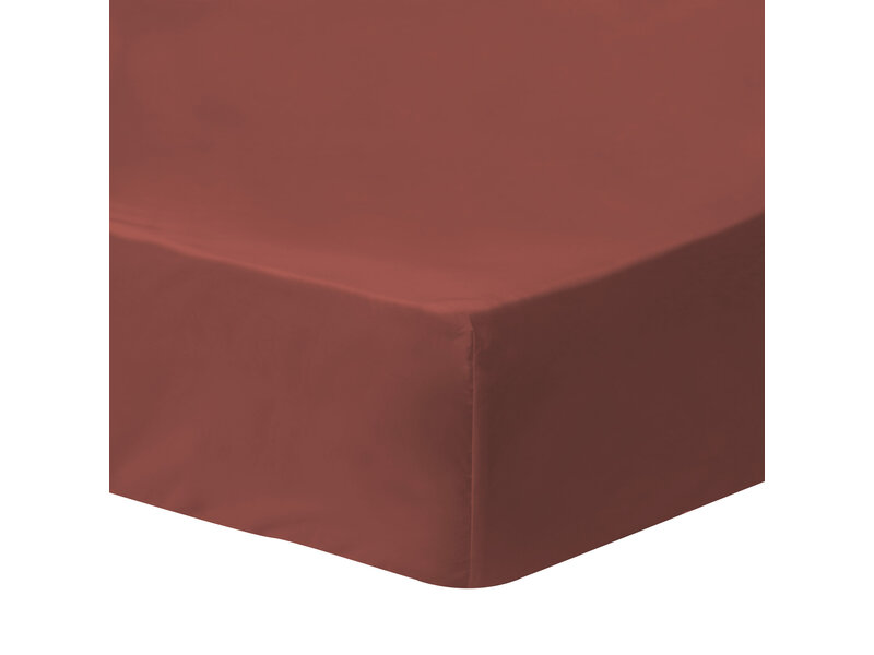 Matt & Rose Fitted sheet Bordeaux Red - Double - 140 x 190/200 cm - Washed Cotton