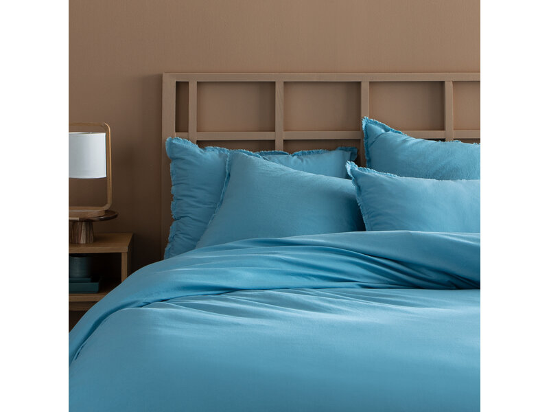 Matt & Rose Bettbezug Eisblau – Hotelgröße – 260 x 240 + 2 x 65 x 65 cm – gewaschene Baumwolle