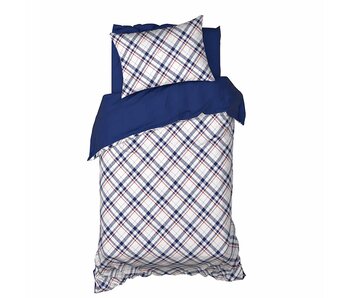 De Witte Lietaer Bettbezug Tartan Blue Indigo 140 x 200/220 cm Baumwollflanell