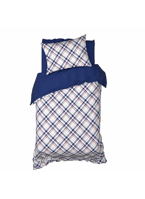 De Witte Lietaer Dekbedovertrek Tartan Blue Indigo 140 x 200/220 cm Katoen Flanel