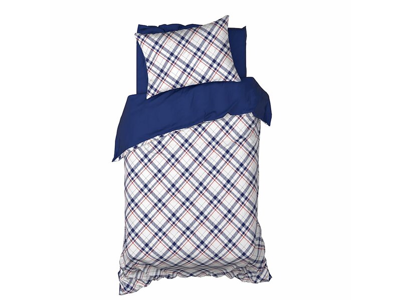 De Witte Lietaer Bettbezug Tartan Blue Indigo – Einzelbett – 140 x 200/220 cm – Baumwollflanell