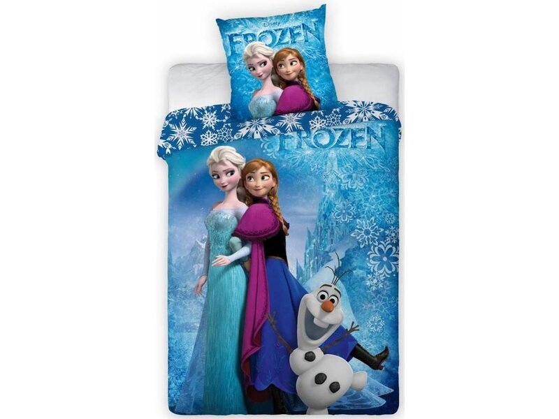 Disney Frozen Sisters - Dekbedovertrek - Eenpersoons - 135 x 200 cm / 50 x 75 cm - Blauw