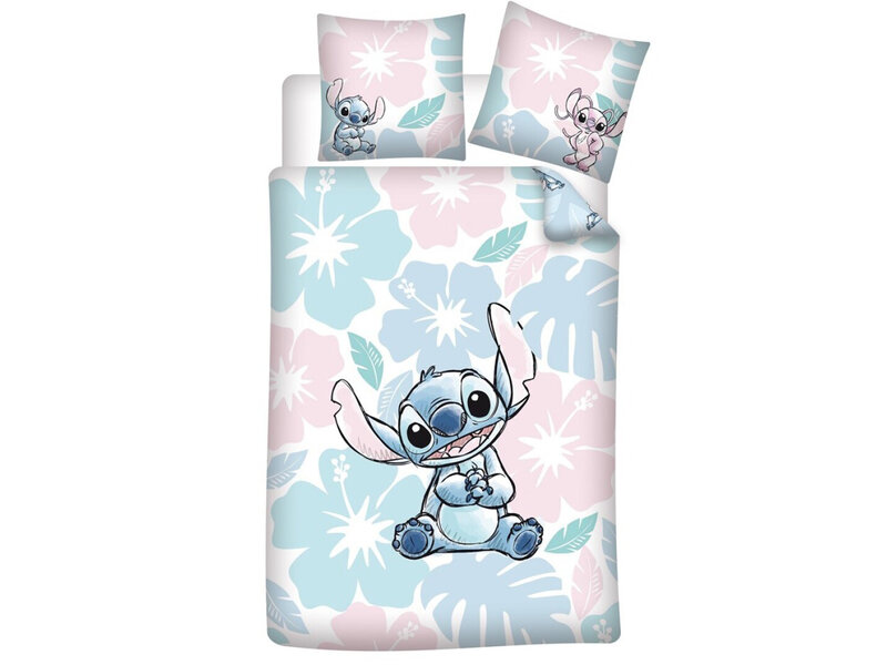 Disney Lilo & Stitch Bettbezug, Tropical Flowers – Einzelbett – 140 x 200 cm – Polycotton